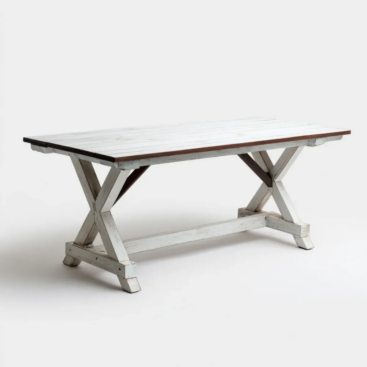 Stół do jadalni, Prostokątny stół obiadowy biały i brązowy 180 x 90 x 76 cm w litym drewnie sosnowym