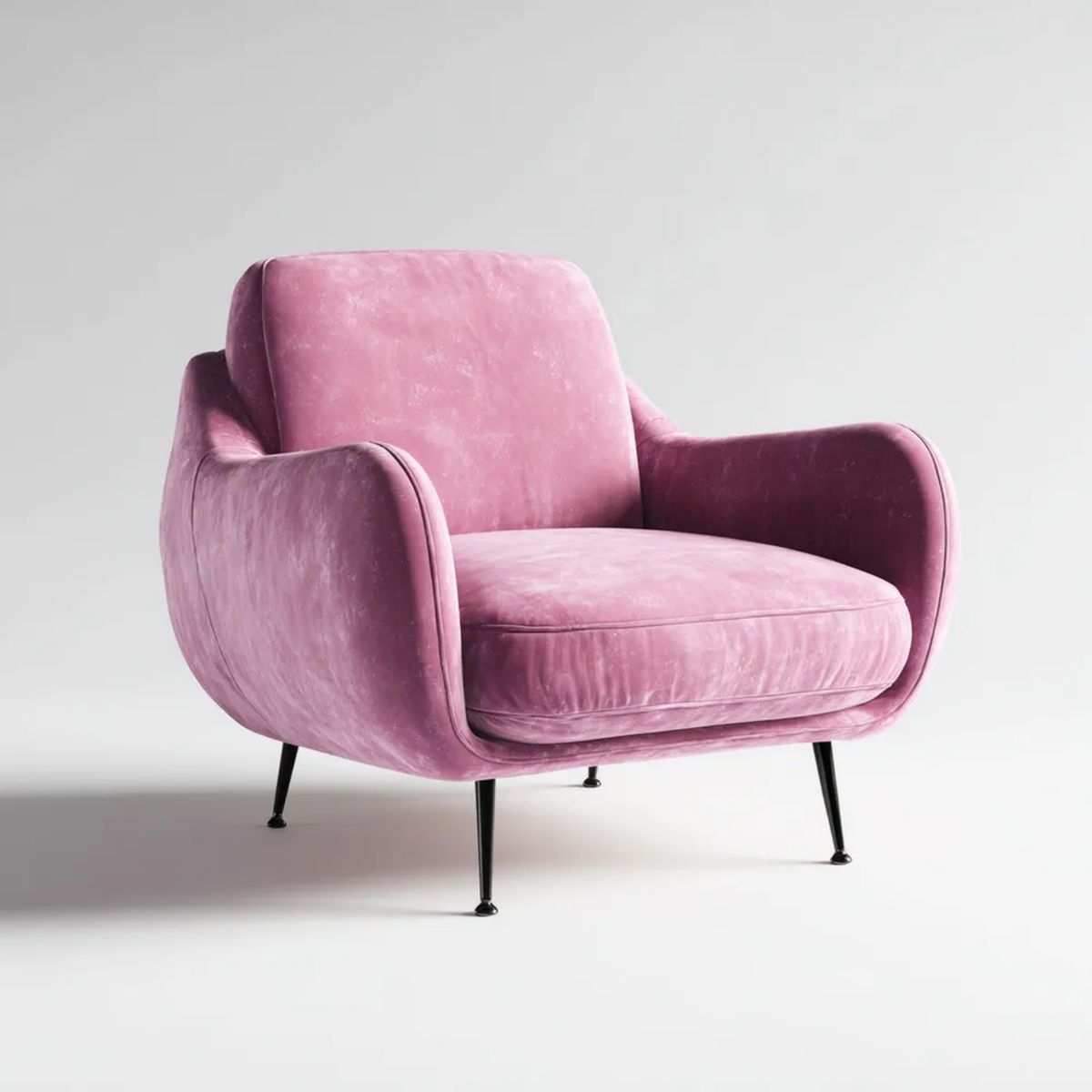 Fotel, Salon fotel w różowym kolorze pudrowany czarnym metalem, 85 x 82 x 82 cm