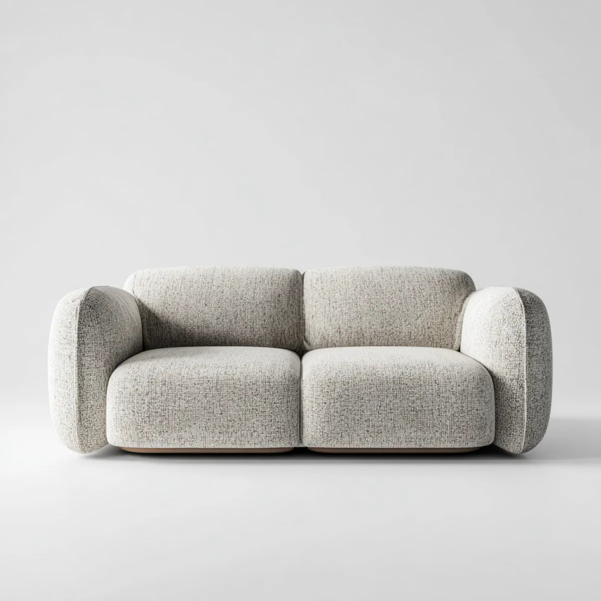 Sofa, Podwójna sofa krem beżowy 180 x 95 x 75 cm w zaokrąglonym kształcie poliestru