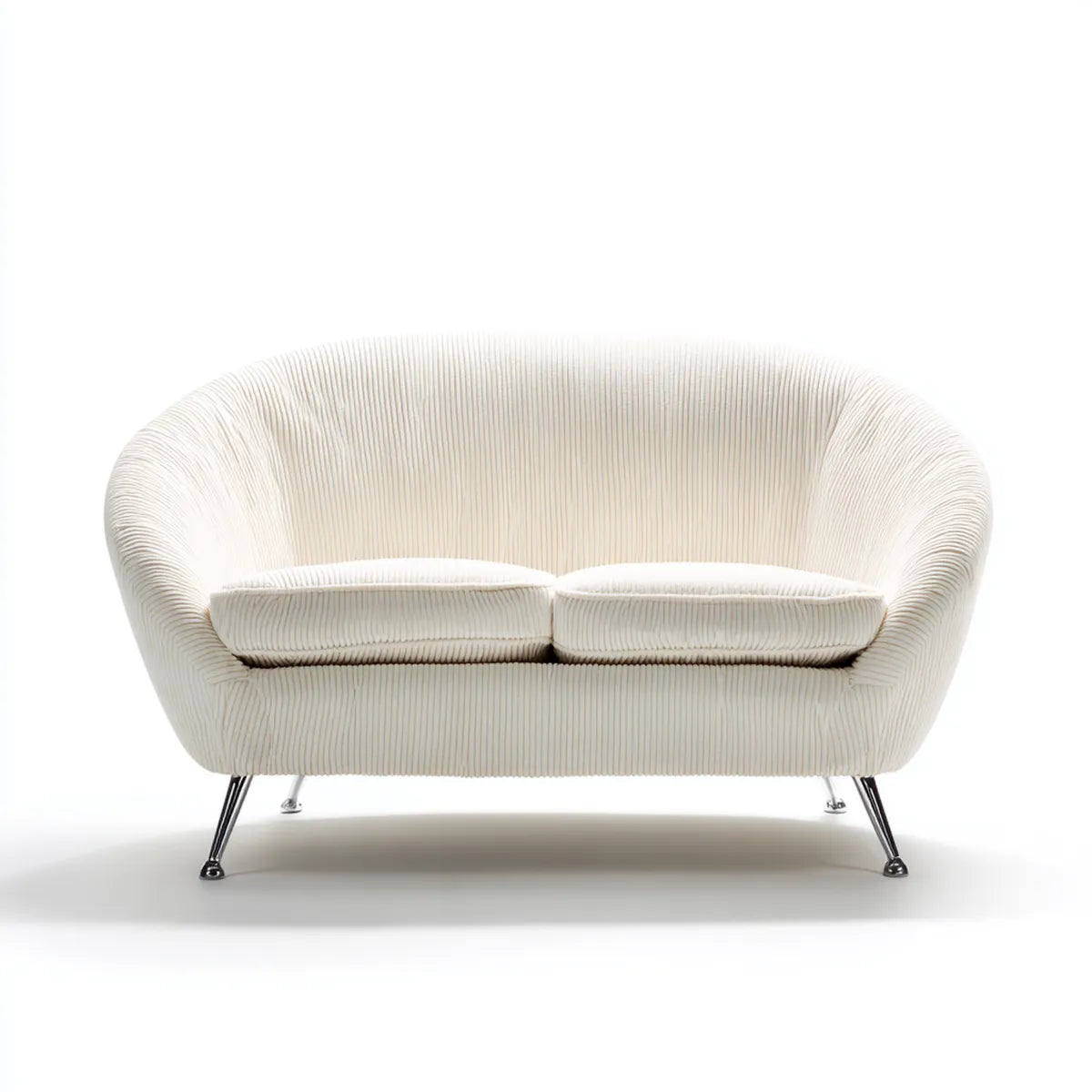 Sofa, Biała 2 fotela sofa 155 x 85 x 78 cm w poliestrowym, żebrowanym aksamicie zaokrąglonym