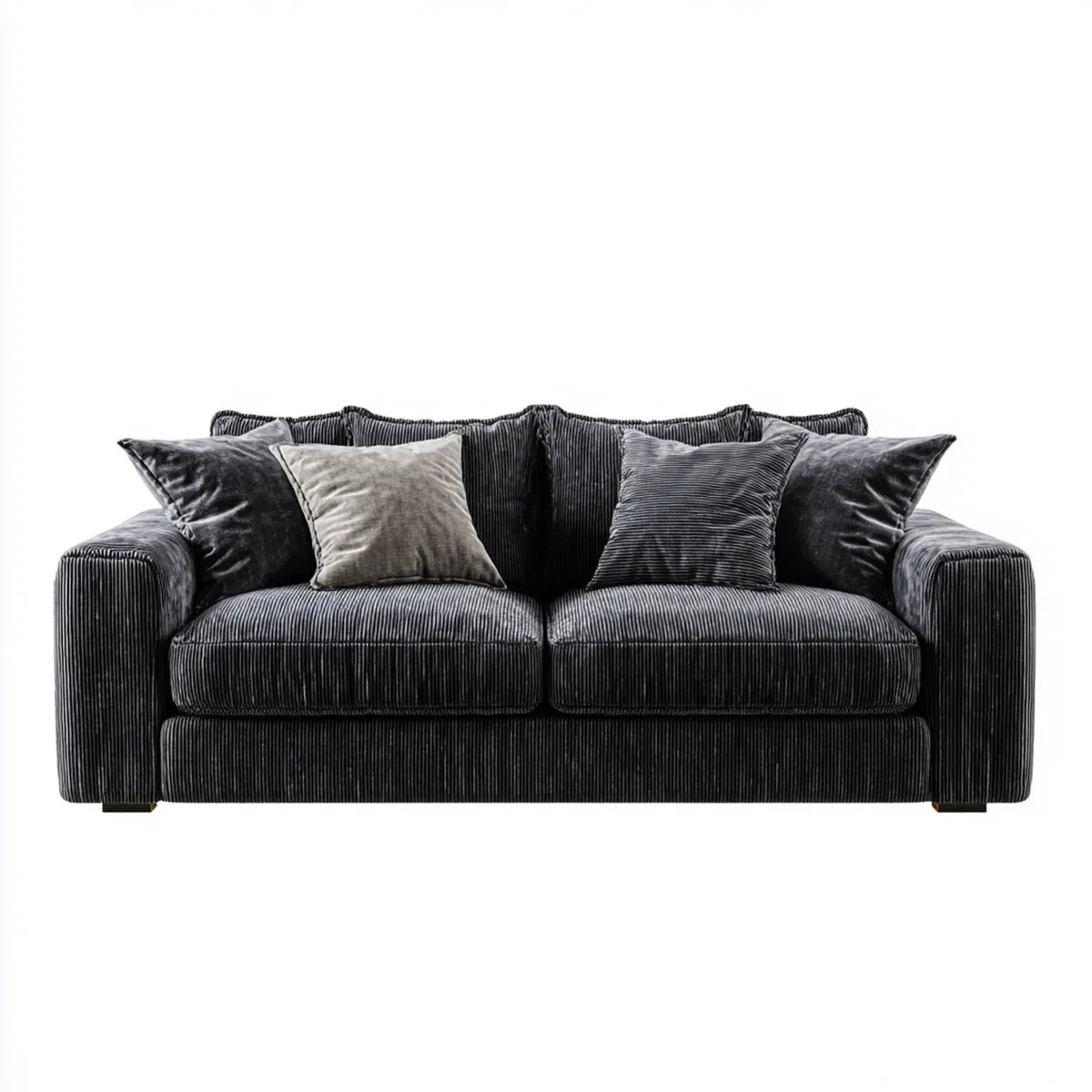 Sofa, 2-osobowa kanapa czarna 180 x 95 x 85 cm prostokątna poliestrowy sznur