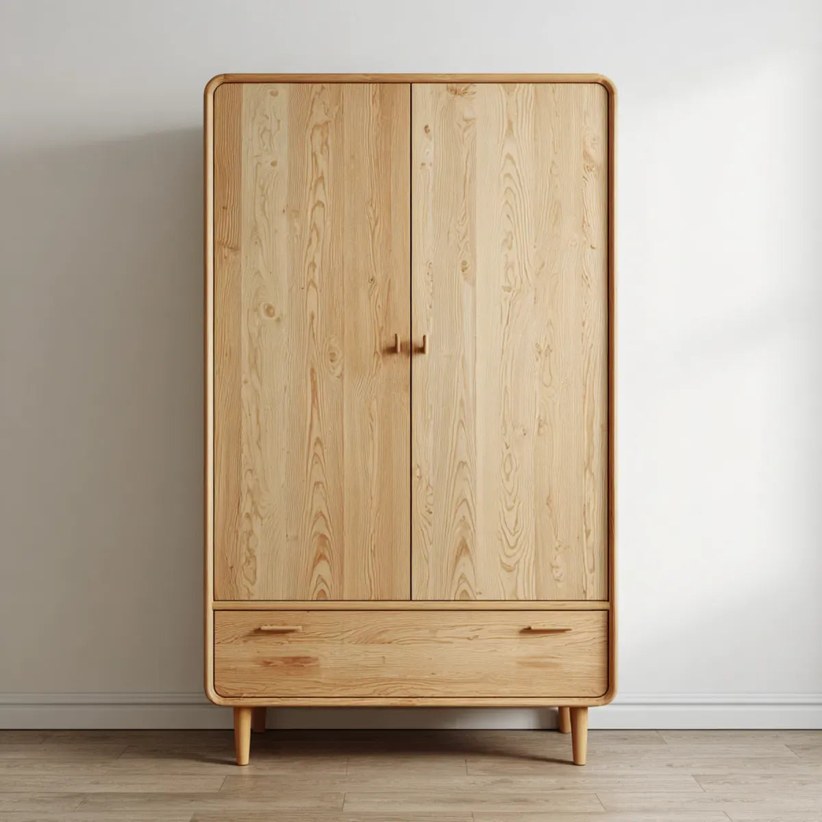 Szafa 2-drzwi naturalna 100 x 55 x 190 cm z litego drewna sosnowego prostokątne