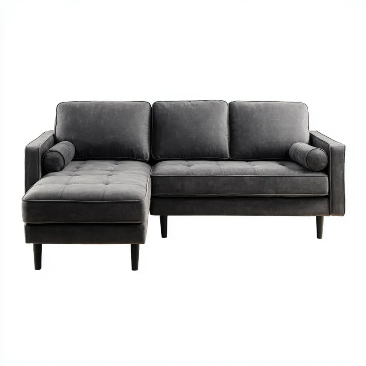 Sofa, 3 fotela w szarym antracycie 225 x 145 x 86 cm w mikrofibrze poliestrowym