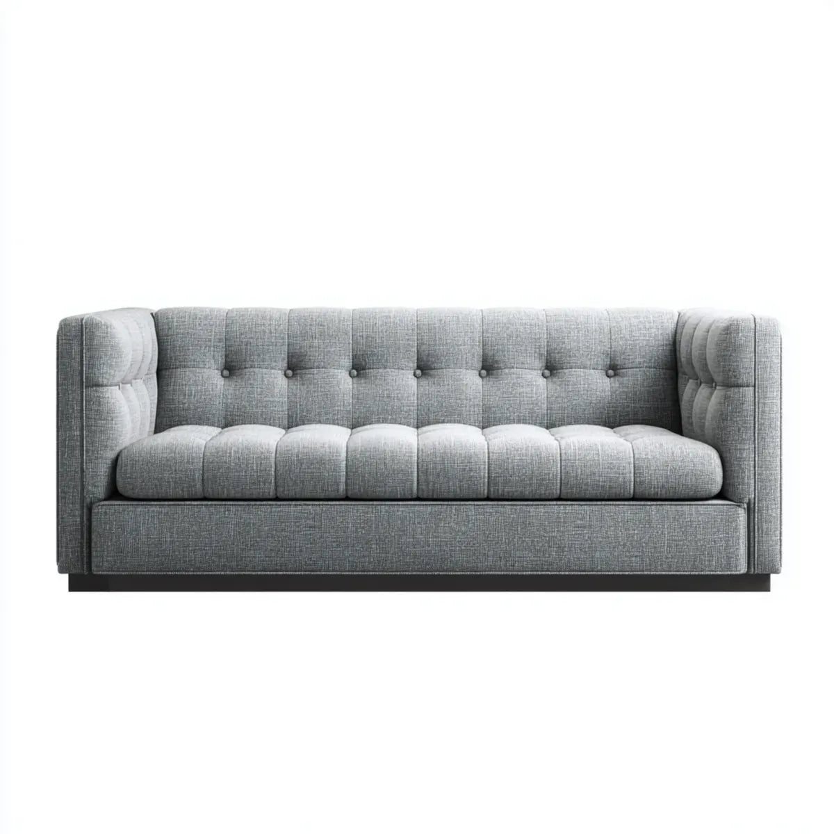 Sofa, Chesterfield 3-osobowa poliestrowa szara sofa 213 x 86 x 76 cm
