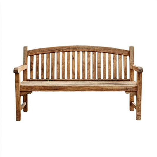 Ławka ogrodowa z litego drewna z teku naturalny brązowy prostokątna 150 x 60 x 90 cm