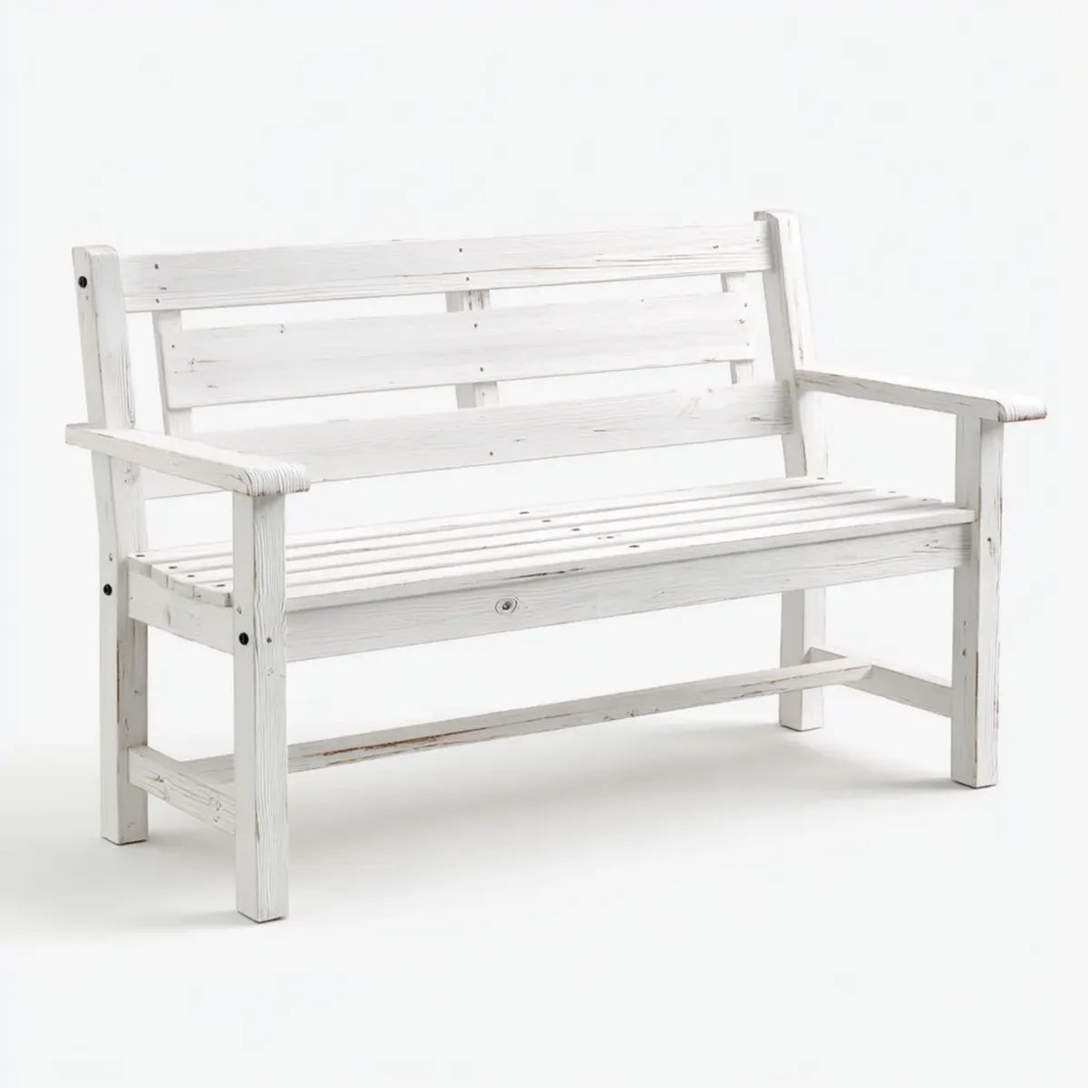 Ławka ogrodowa 2-osobowa biały z litego drewna sosnowego 120 x 65 x 90 cm z podłokietnikami