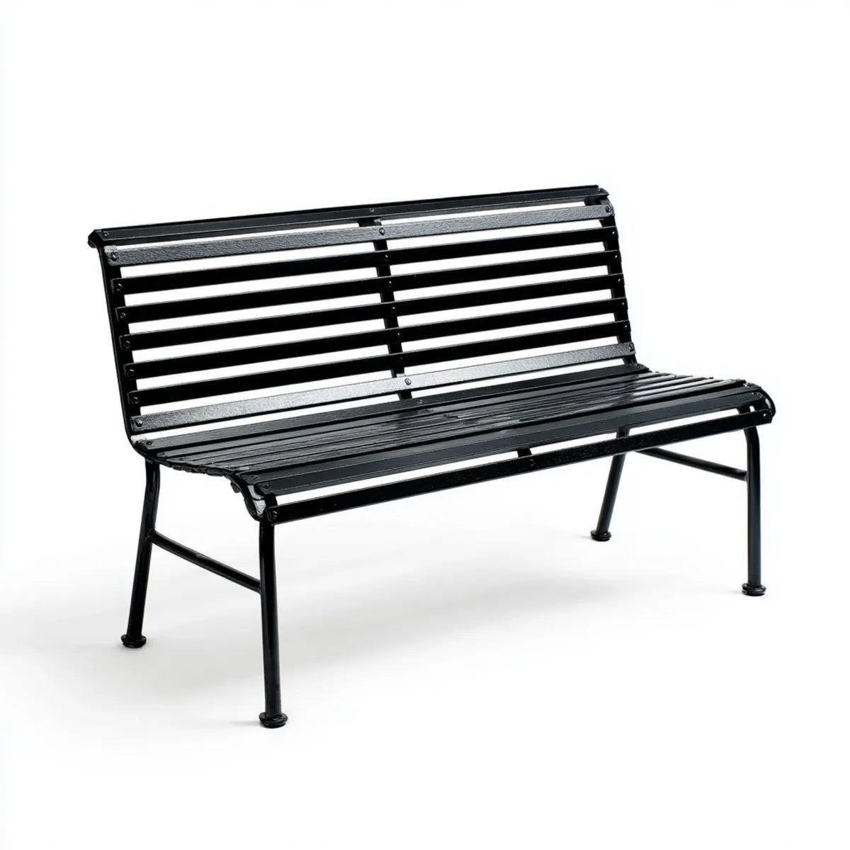 Ławka ogrodowa czarna 122 x 62 x 82 cm ze stali prostokątnej pokrytej proszkiem