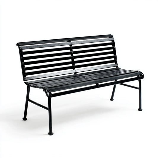 Ławka ogrodowa czarna 122 x 62 x 82 cm ze stali prostokątnej pokrytej proszkiem