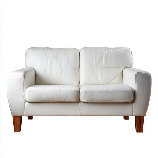 Sofa, 2 fotela prosto biała ze skóry syntetycznej PU 150 x 90 x 92 cm