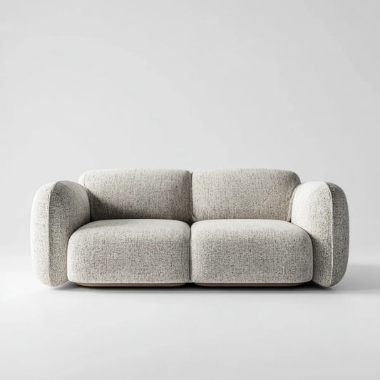 Sofa, Podwójna sofa krem beżowy 180 x 95 x 75 cm w zaokrąglonym kształcie poliestru