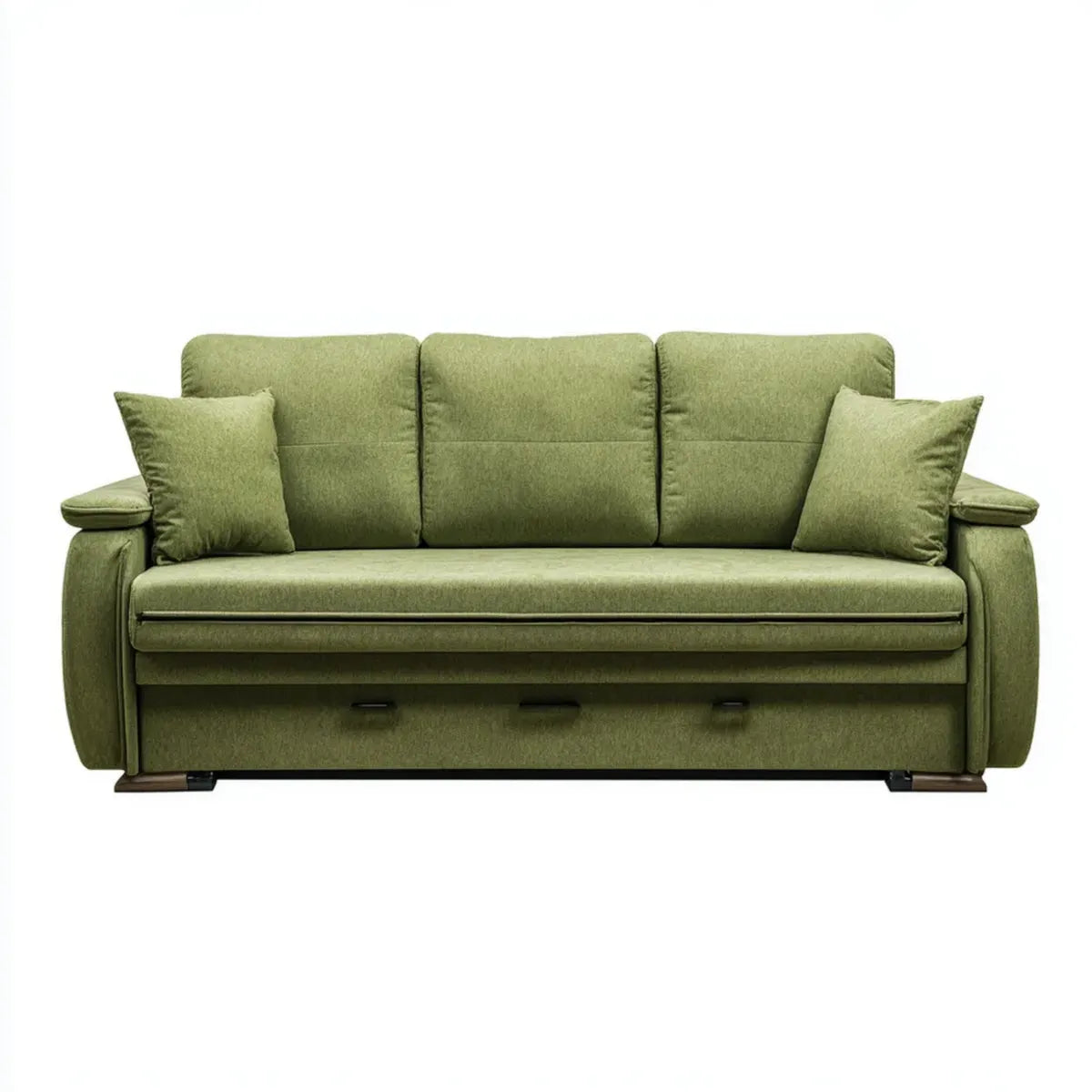Sofa, 3-osobowa rozkładana kanapa łóżko zielone 220 x 95 x 95 cm poliestrowe szkło proste