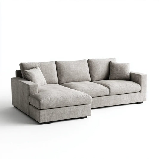 Sofa, 4 fotela poliestrowa szara sofa z lewym narożnikiem 285 x 165 x 88 cm