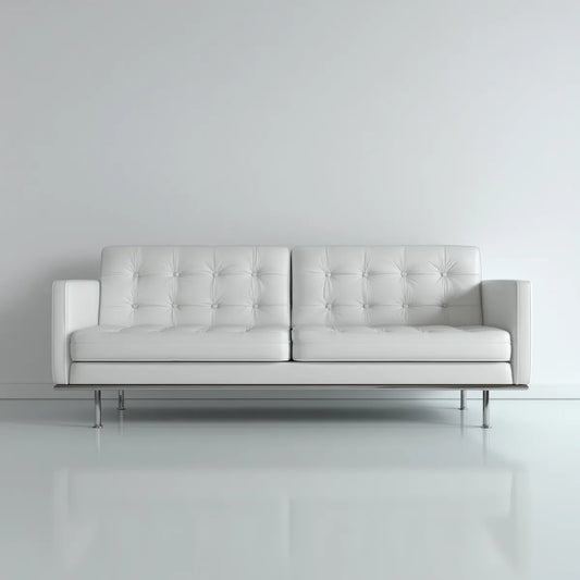 Sofa, Biała sofa w prostokątnej, syntetycznej skórze PU 198 x 84 x 82 cm