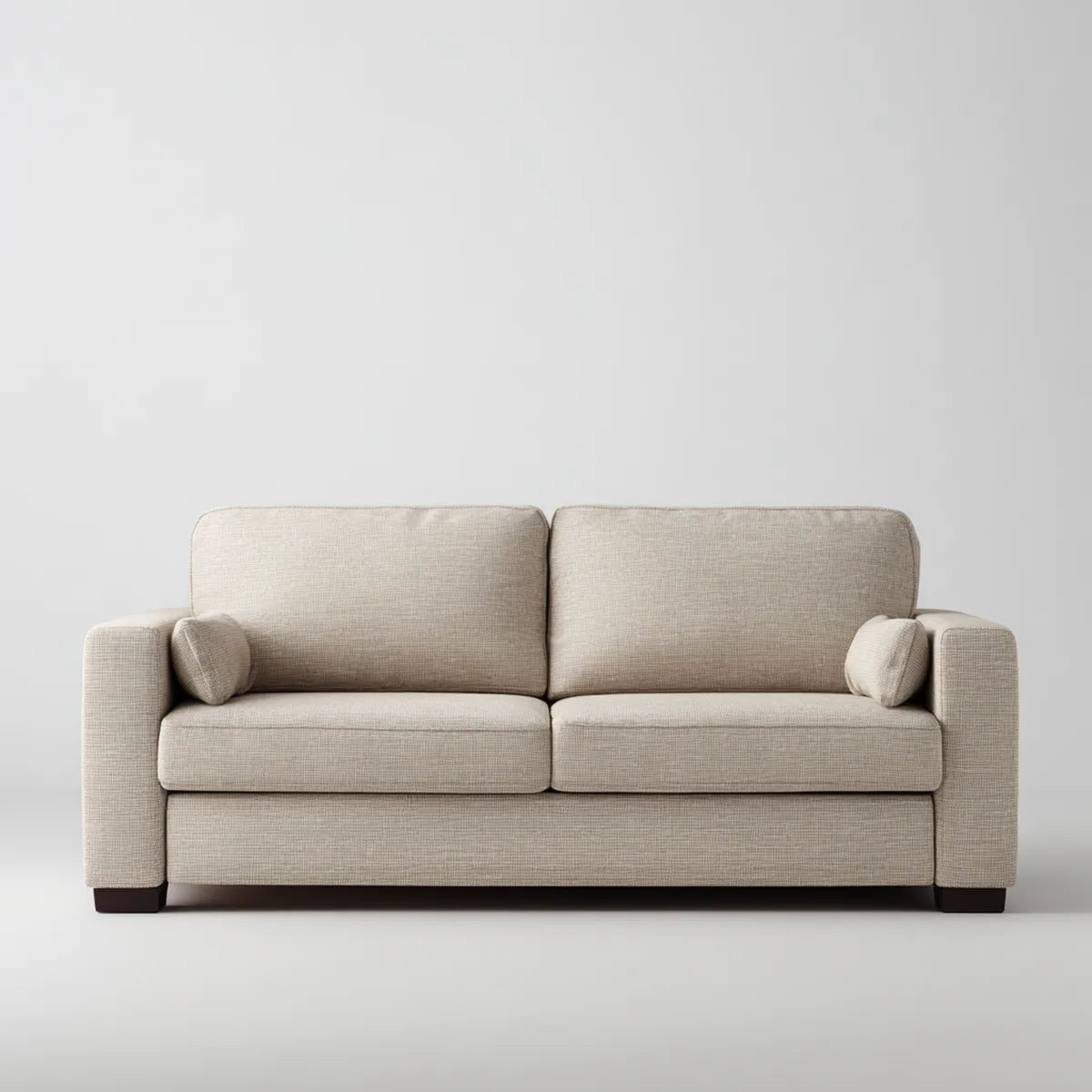 Sofa, Podwójna sofa beżowa 180 x 90 x 85 cm poliestrowe szkło proste