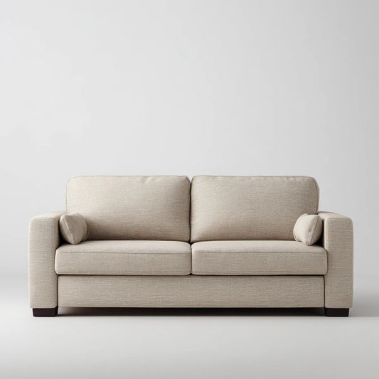 Sofa, Podwójna sofa beżowa 180 x 90 x 85 cm poliestrowe szkło proste