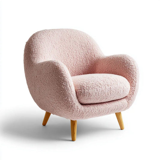 Fotel, Pink puder fotel w pudle z drewnianymi nóżkami, 83 x 78 x 82 cm