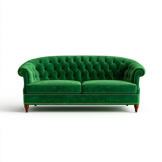 Sofa, Chesterfield 2 fotela zielony poliester aksamit sofa 180 x 85 x 78 cm