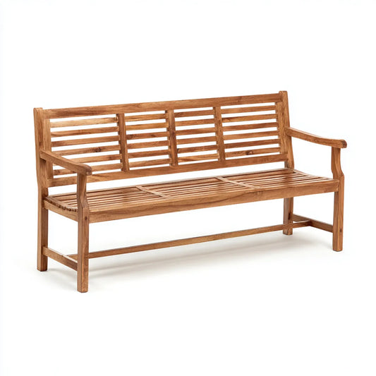 Ławka ogrodowa, 3-osobowa ławka ogrodowa naturalna 150 x 59 x 90 cm z litego teku prostokątnego