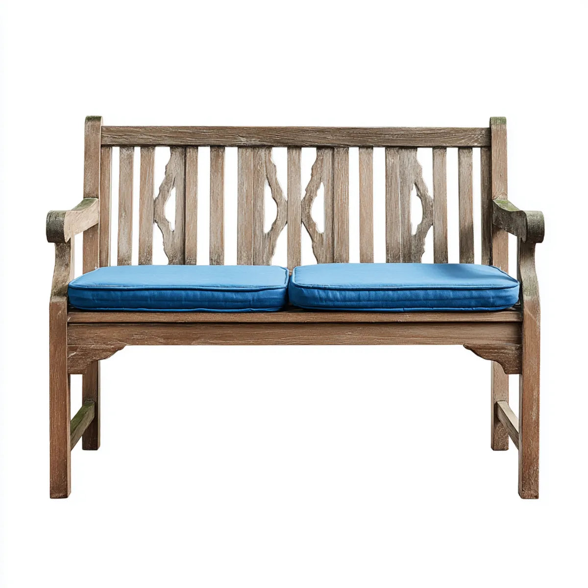 Ławka ogrodowa 2-fotelik Brązowy Niebieski 120 x 65 x 90 cm lite drewno prostokątne z poduszką siedzenia
