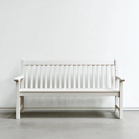 Ławka ogrodowa 3-osobowa biała 150 x 60 x 90 cm litego drewna prostokątnego