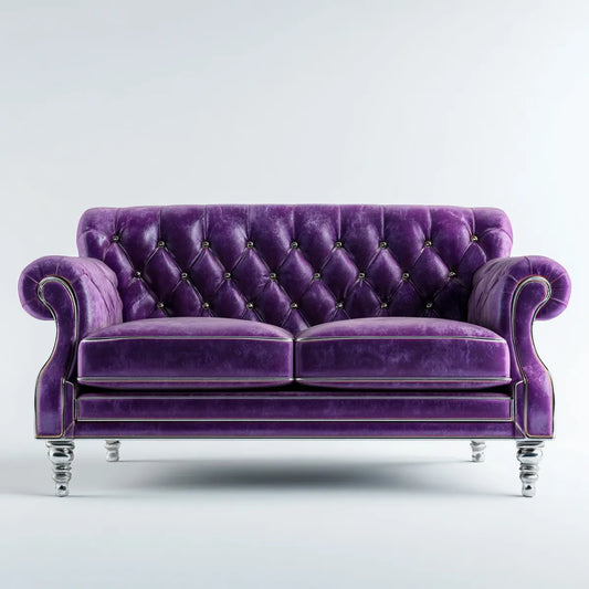 Sofa, 2-fotelik Chesterfield sofa fiolet z aksamitu poliestrowego z guzikiem szwy 180 x 90 x 78 cm