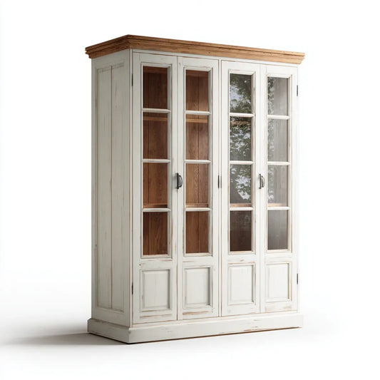 Szafa 4-drzwiowa Biała naturalna 200 x 60 x 220 cm lite szydełko prostokątne