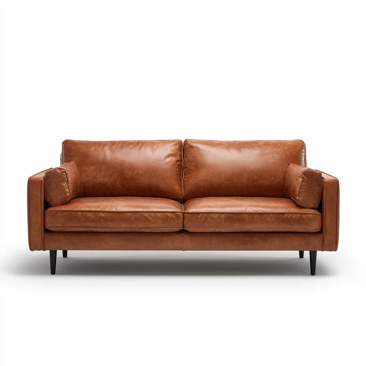Sofa, 2 fotela w skórze PU prostokątna brązowy 180 x 85 x 85 cm