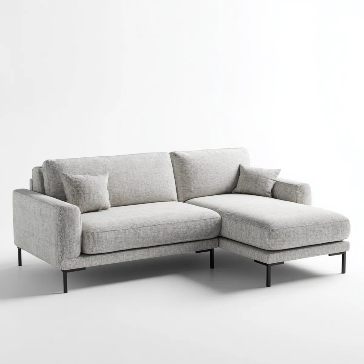 Sofa, 3 fotela przezroczysta szara sofa poliestrowa z szezlongiem 240 x 160 x 85 cm