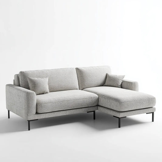 Sofa, 3 fotela przezroczysta szara sofa poliestrowa z szezlongiem 240 x 160 x 85 cm