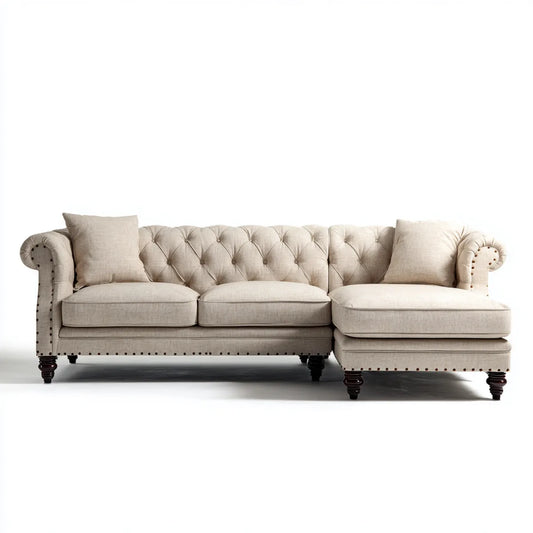 Sofa, 3 fotela z beżowym hełmem z poliestrowym kapitałem 280 x 160 x 85 cm