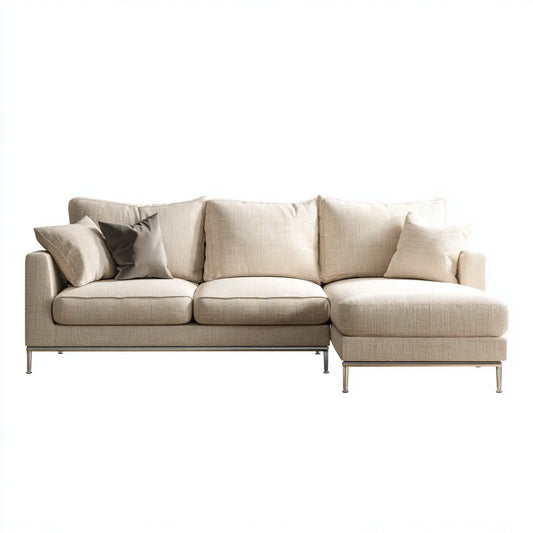 Sofa, 3 fotela poliestrowa sofa z prawej szezlong 280 x 160 x 85 cm