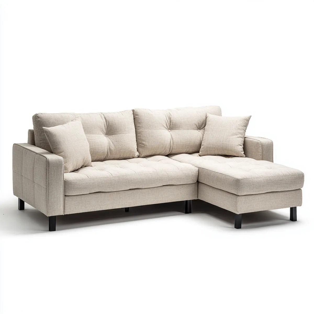 Sofa, 3 fotela poliestrowa sofa z szezlongiem prosto w 230 x 150 x 85 cm