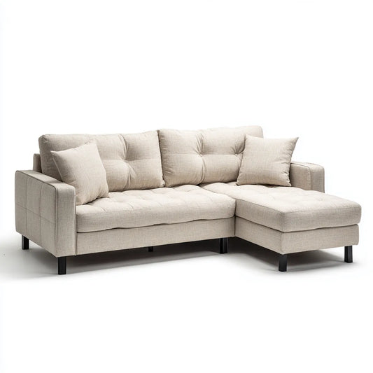 Sofa, 3 fotela poliestrowa sofa z szezlongiem prosto w 230 x 150 x 85 cm
