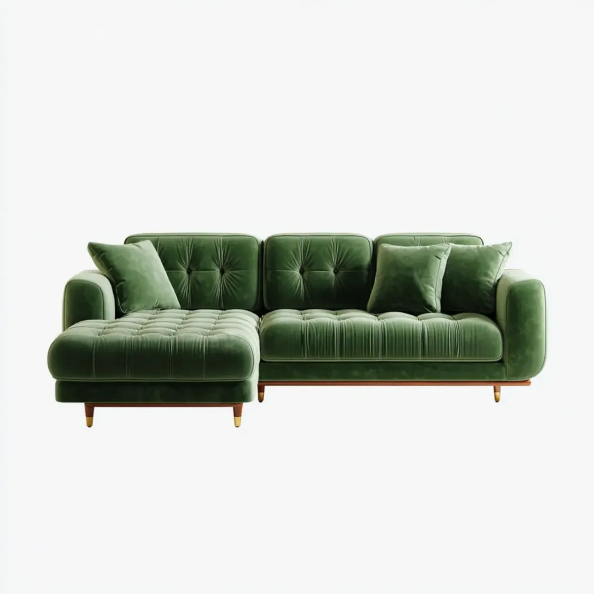 Sofa, 4 fotela zielona sofa w aksamicie poliestrowym 260 x 160 x 85 cm