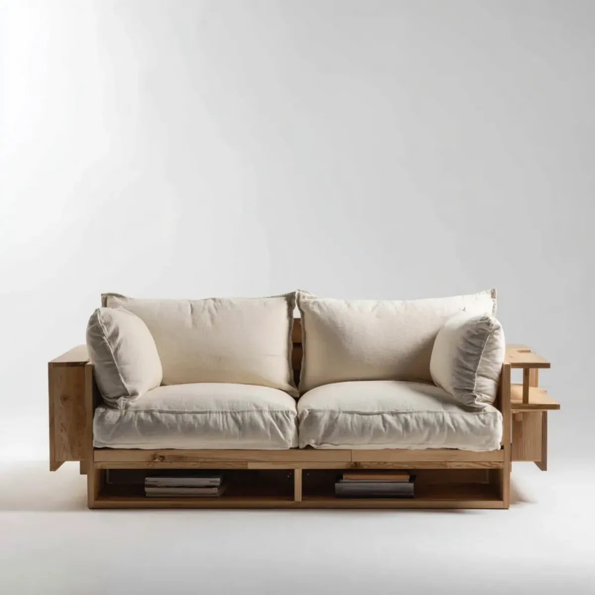 Sofa, 2 fotela w prostokątnej, stałej sosnie 180 x 80 x 78 cm ze zintegrowanym magazynowaniem