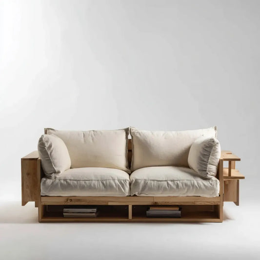 Sofa, 2 fotela w prostokątnej, stałej sosnie 180 x 80 x 78 cm ze zintegrowanym magazynowaniem