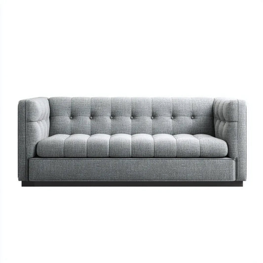 Sofa, Chesterfield 3-osobowa poliestrowa szara sofa 213 x 86 x 76 cm